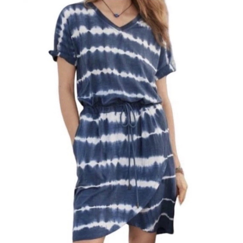 Sundance Elara Tie Dye Dress‎ Blue Tie Dye Small Travel Resort Boho Hippie NWOT